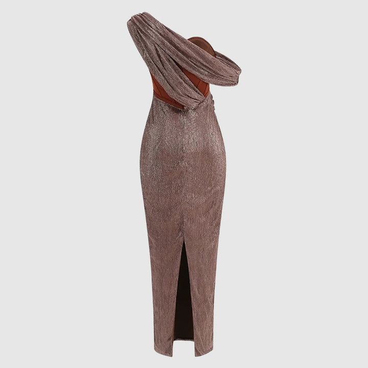 Robe Maxi Drapée Asymétrique Femme