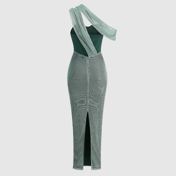 Robe Maxi Drapée Asymétrique Femme
