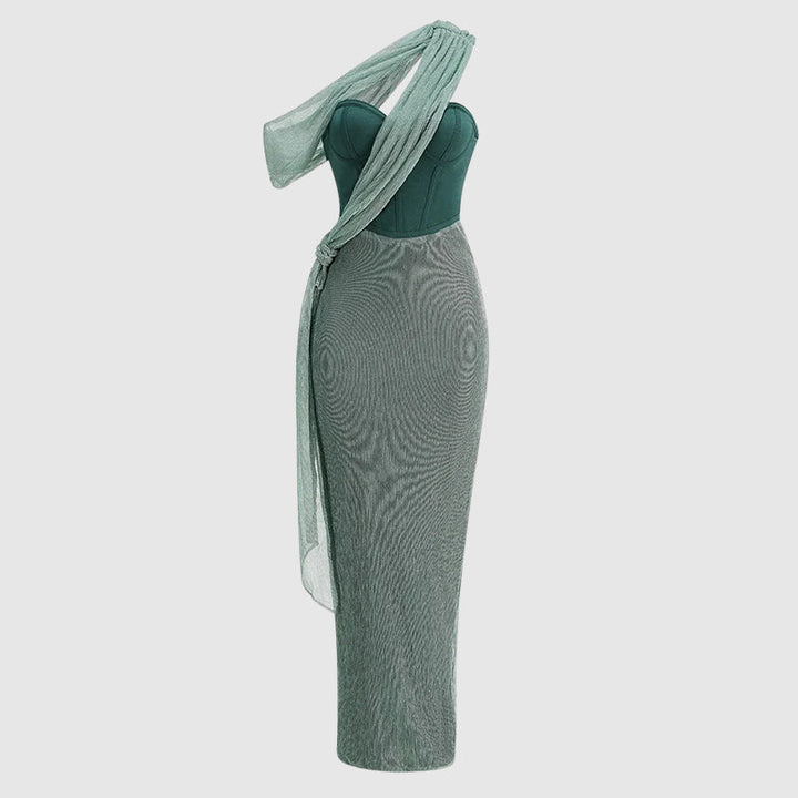 Robe Maxi Drapée Asymétrique Femme