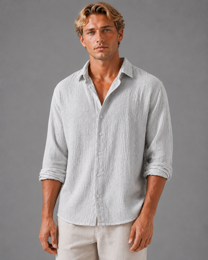 Chemise Texturée à Manches Longues Homme