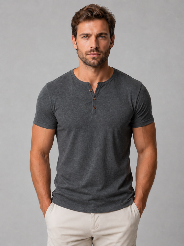 T-Shirt Henley Ajusté Homme