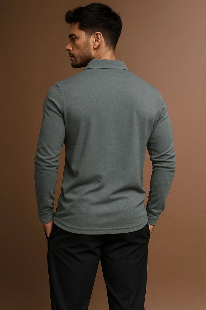 Polo Ajusté Manches Longues Homme