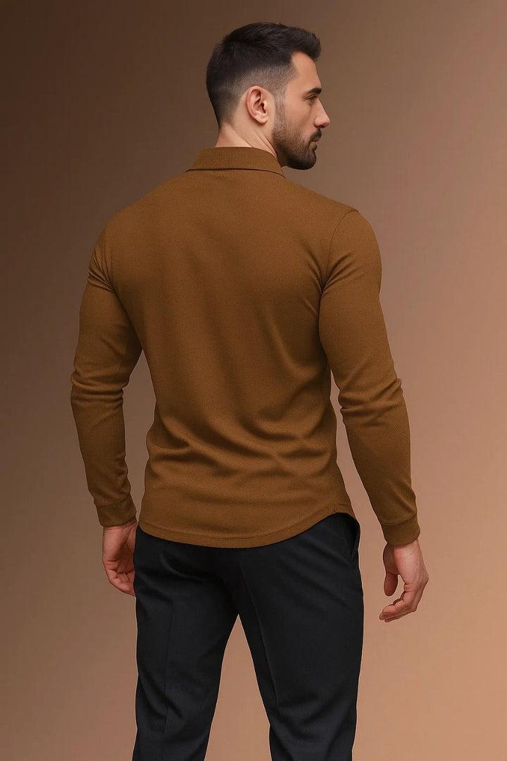 Polo Ajusté Manches Longues Homme