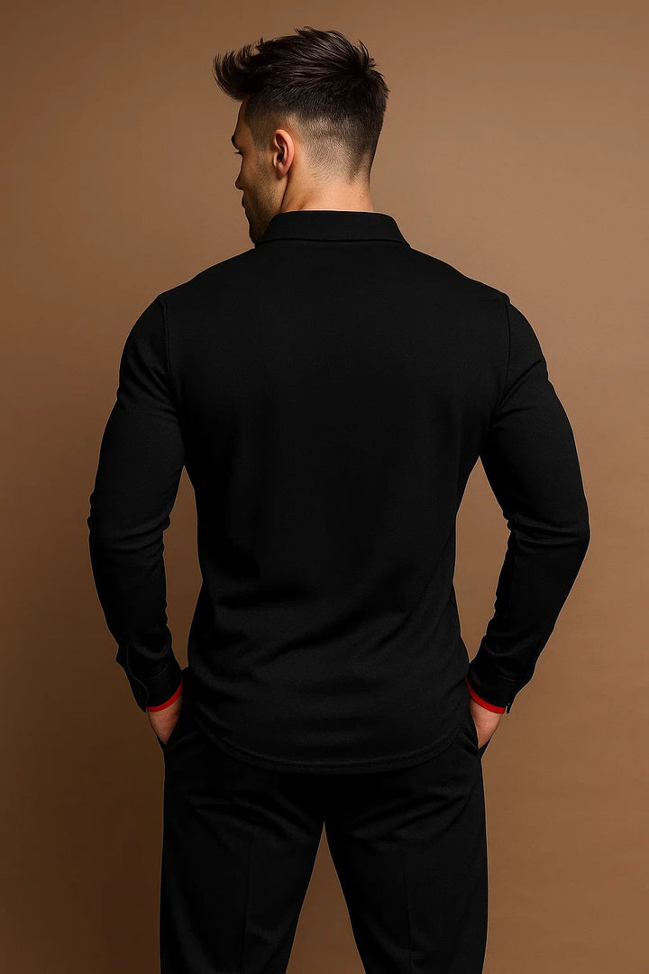 Polo Ajusté Manches Longues Homme