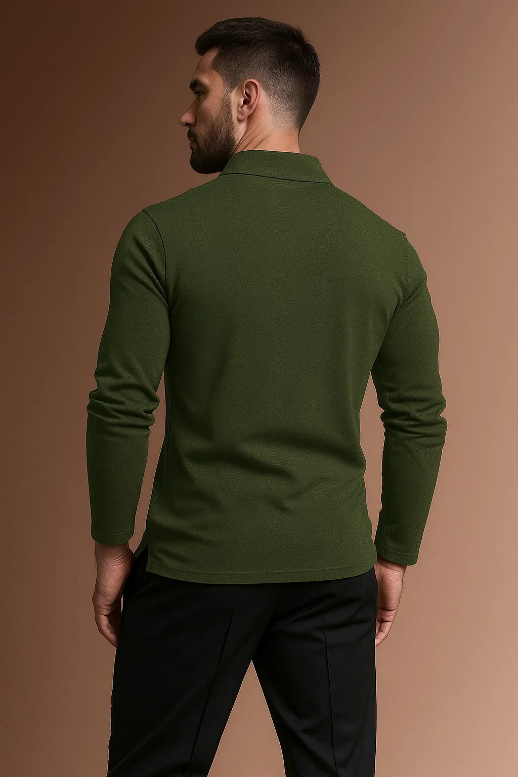 Polo Ajusté Manches Longues Homme