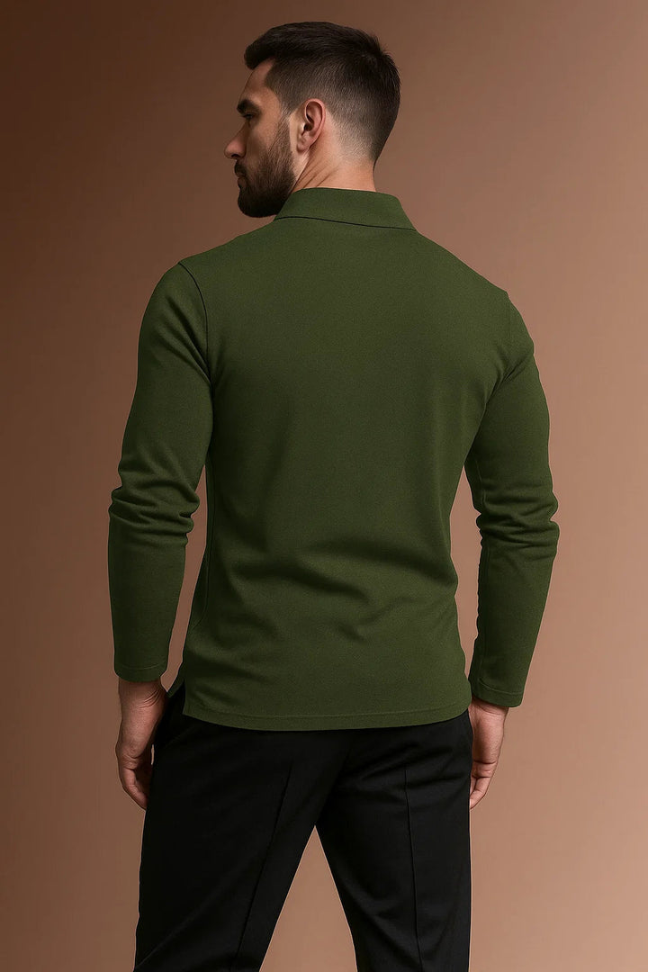 Polo Ajusté Manches Longues Homme