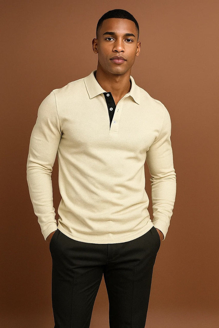 Polo Ajusté Manches Longues Homme