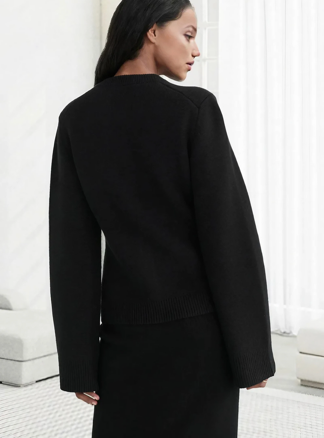 Gilet Boutonné à Col Rond et Poches Femme