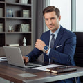 Men's Stainless Steel Watch with Blue Dial