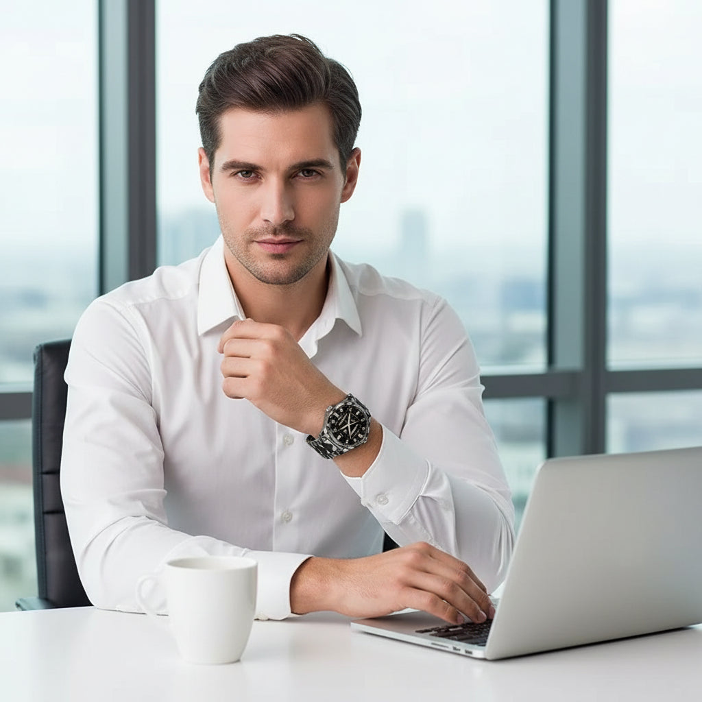 Montre Acier Cadran Bleu Homme