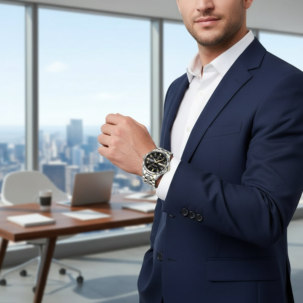 Montre Acier Cadran Bleu Homme