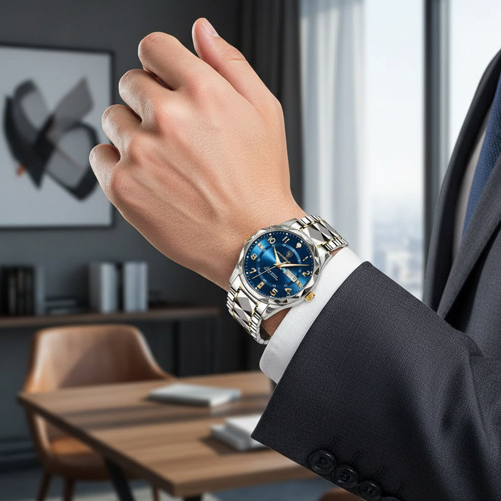 Montre Acier Cadran Bleu Homme