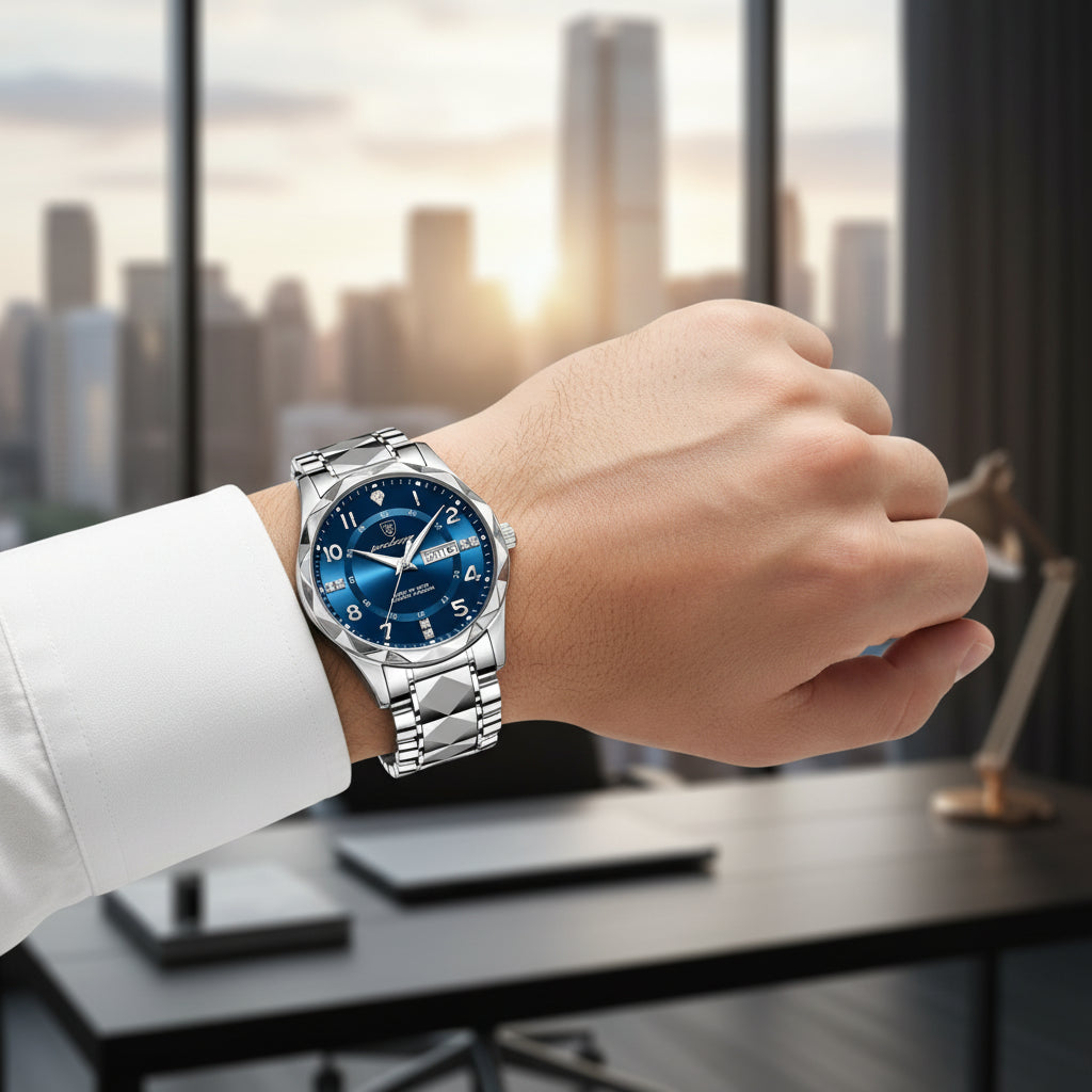 Montre Acier Cadran Bleu Homme