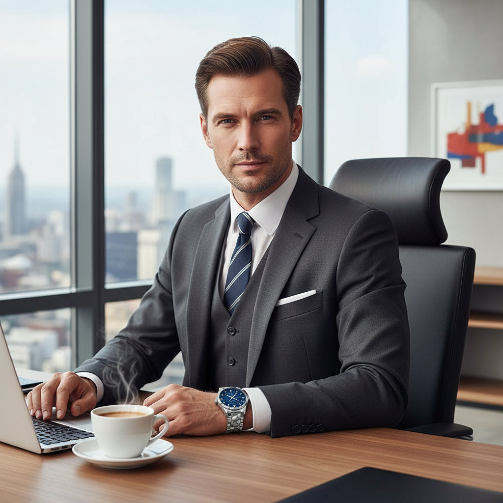 Montre Acier Cadran Bleu Homme