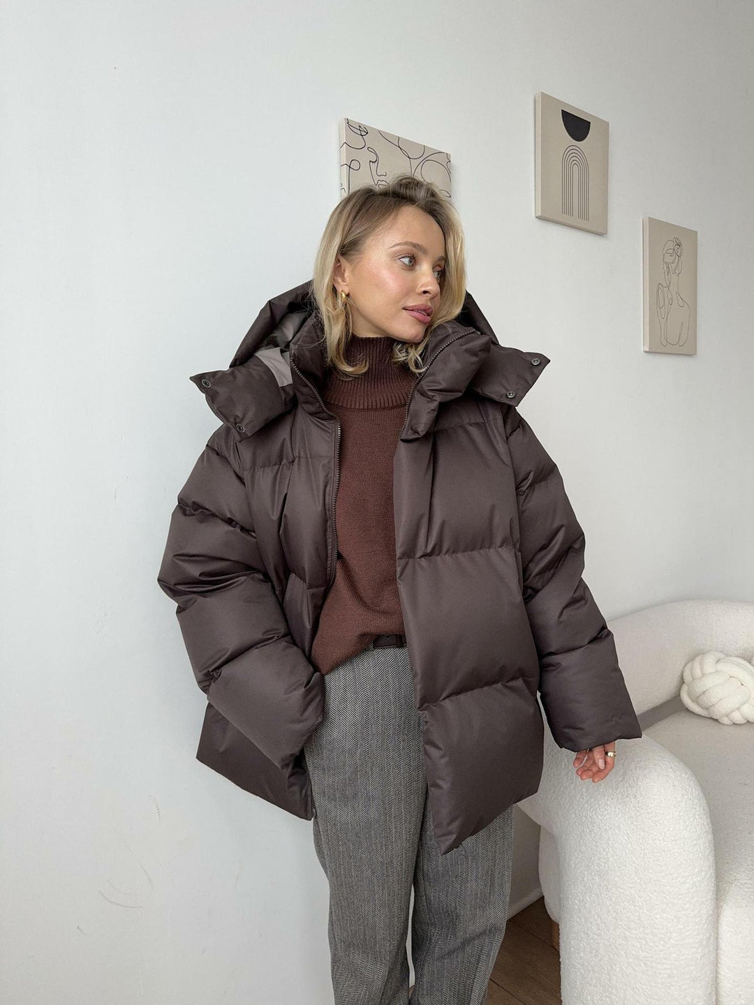 Doudoune Oversize à Capuche Femme