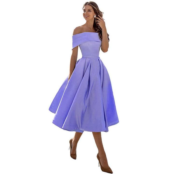 Robe Midi Élégante Épaules Dénudées Femme