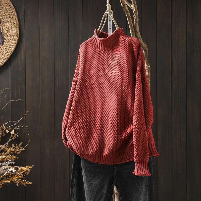 Pull Col Roulé en Maille Texturée Femme