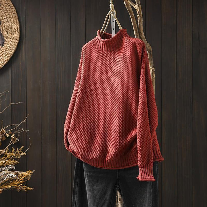 Pull Col Roulé en Maille Texturée Femme