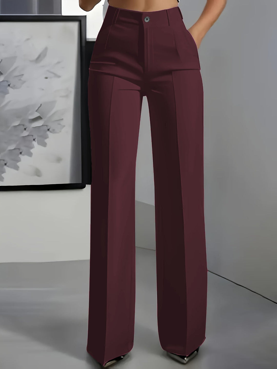 Pantalon Large Taille Haute Femme