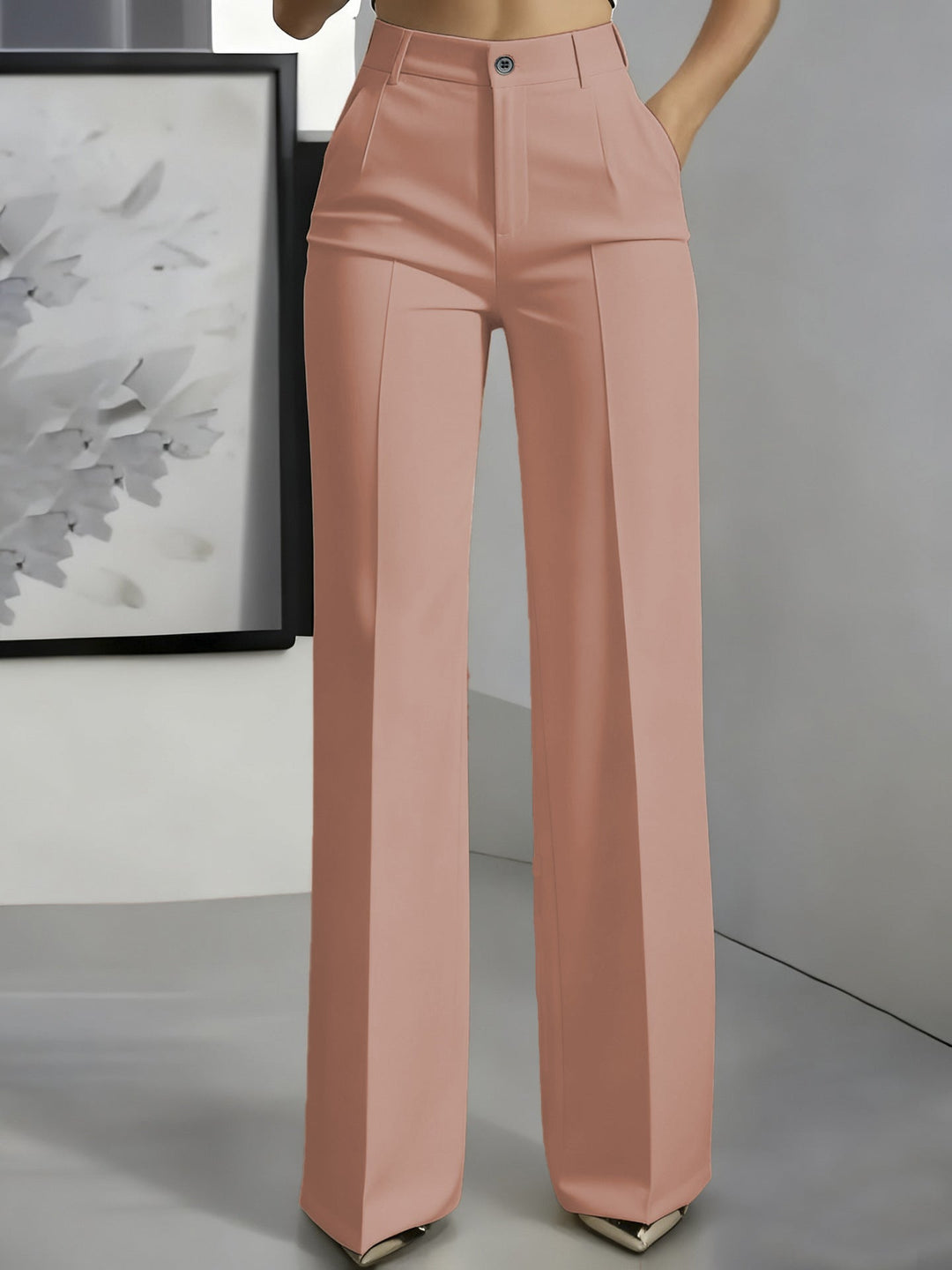 Pantalon Large Taille Haute Femme