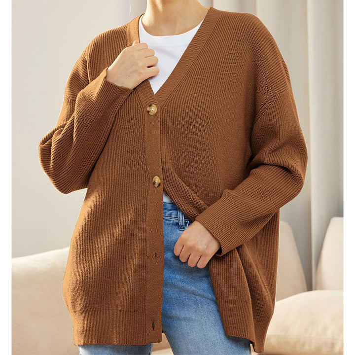Gilet Long en Maille Boutonné Femme