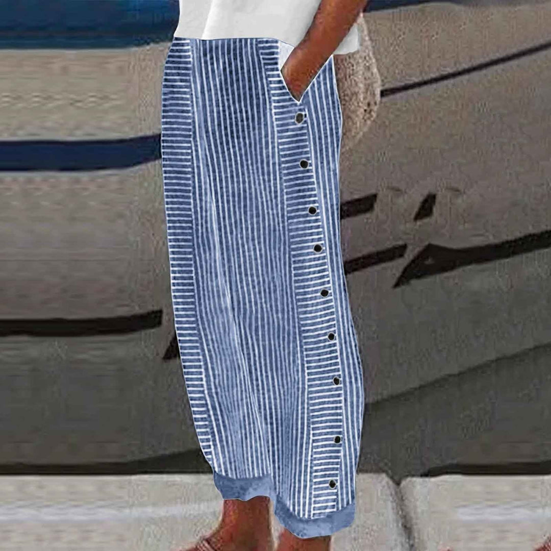Pantalon Rayé Boutonné Femme