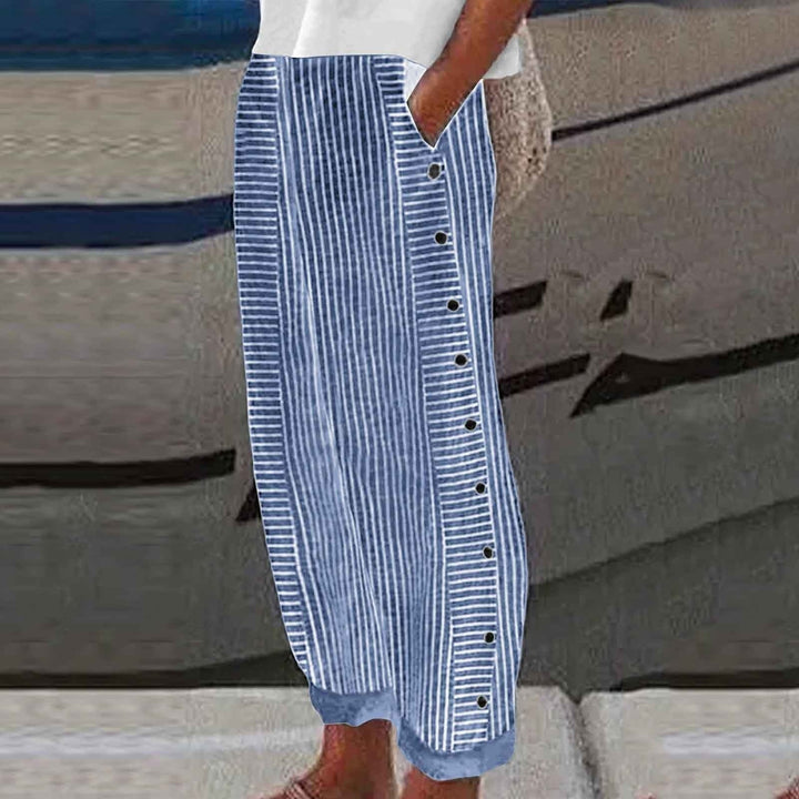 Pantalon Rayé Boutonné Femme