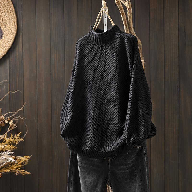 Pull Col Roulé en Maille Texturée Femme