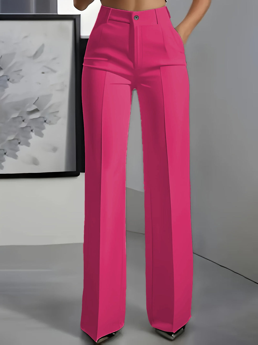 Pantalon Large Taille Haute Femme