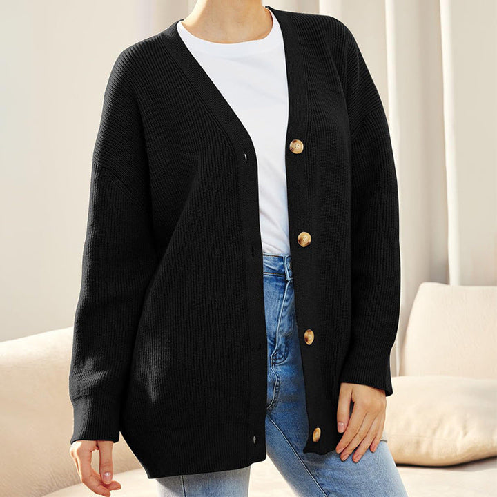 Gilet Long en Maille Boutonné Femme