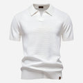 Men's Textured Polo Shirt with Open Collar
