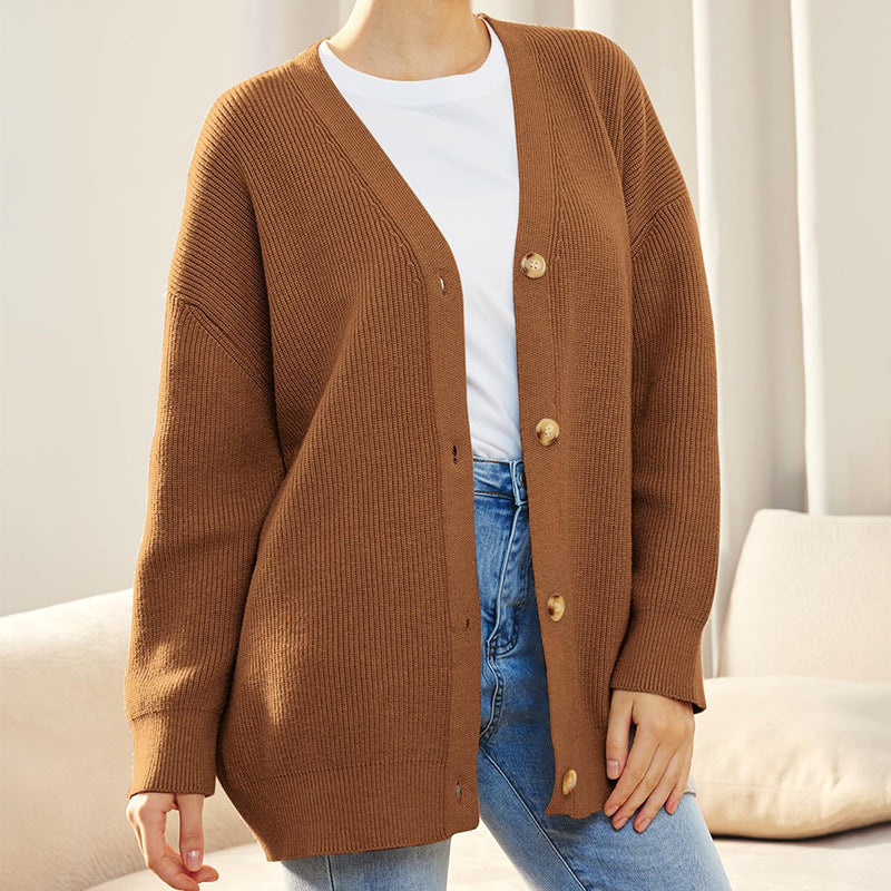 Gilet Long en Maille Boutonné Femme