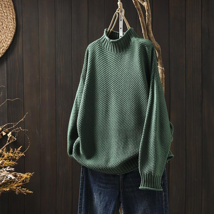 Pull Col Roulé en Maille Texturée Femme