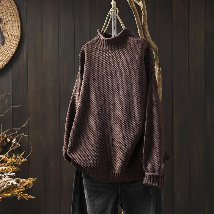 Pull Col Roulé en Maille Texturée Femme
