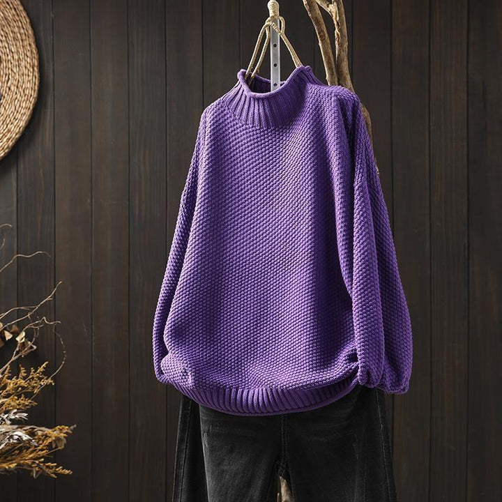Pull Col Roulé en Maille Texturée Femme