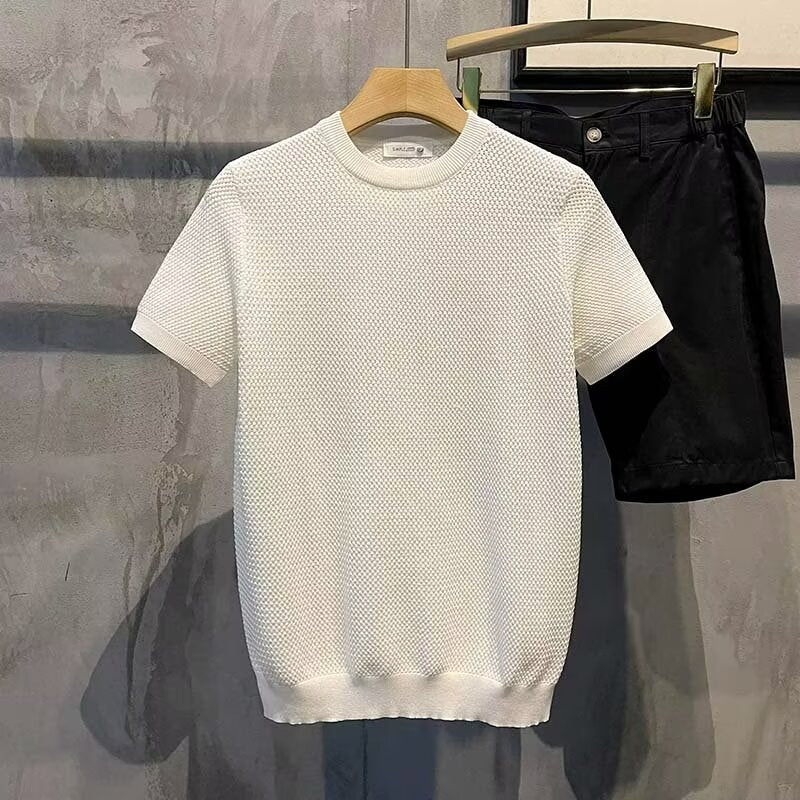 T-shirt en Maille Texturée Homme