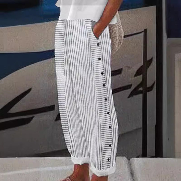 Pantalon Rayé Boutonné Femme