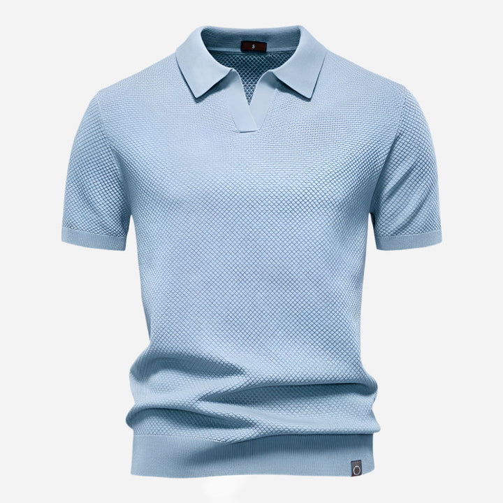 Polo Texturé à Col Ouvert Homme