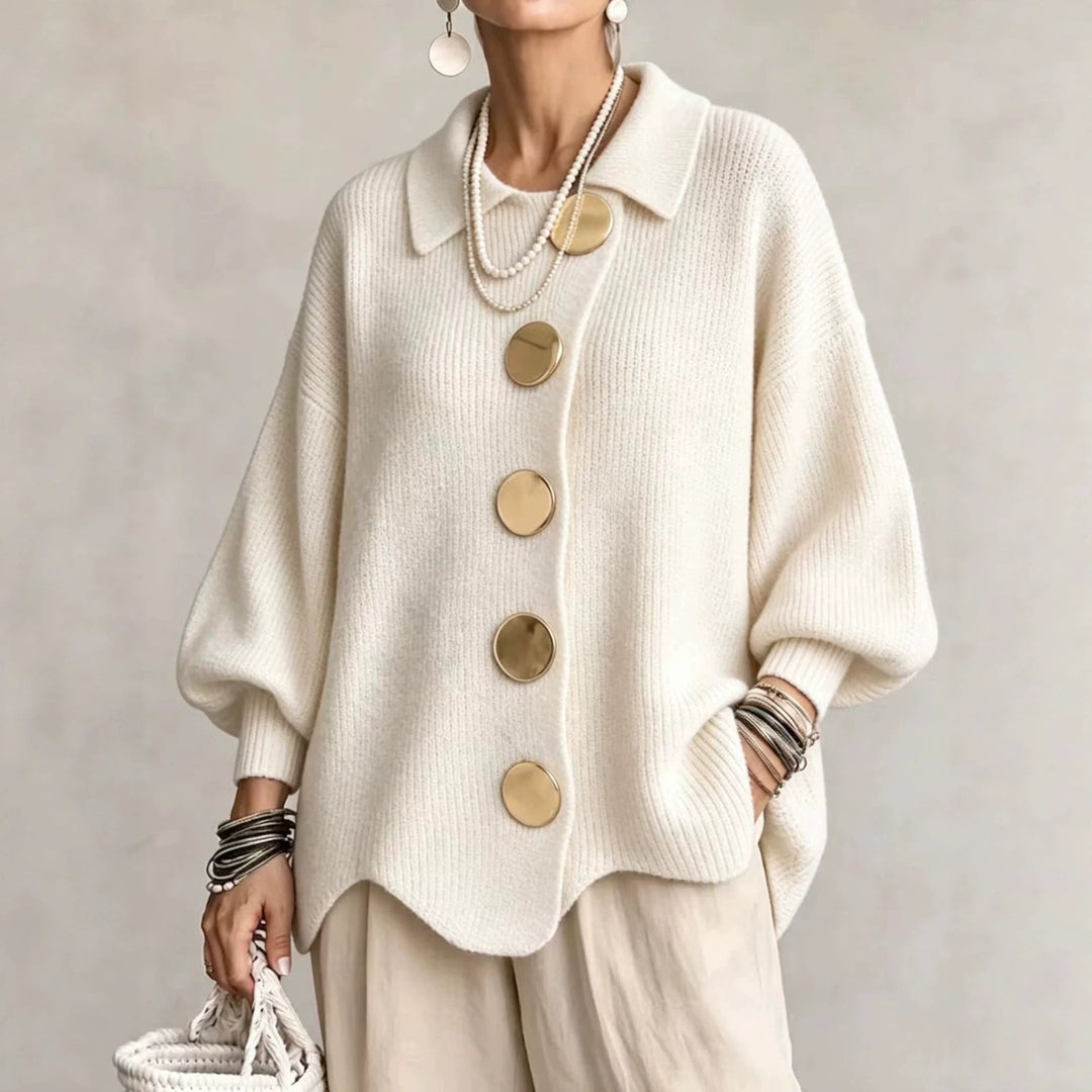Cardigan Oversize à Gros Boutons Femme