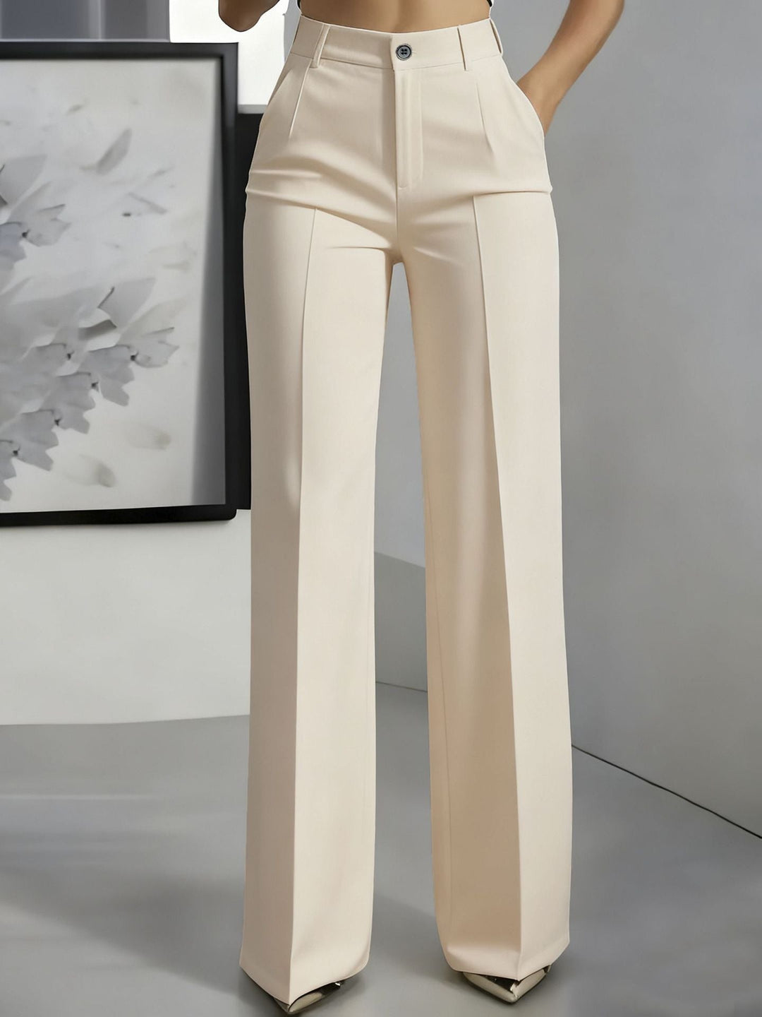 Pantalon Large Taille Haute Femme