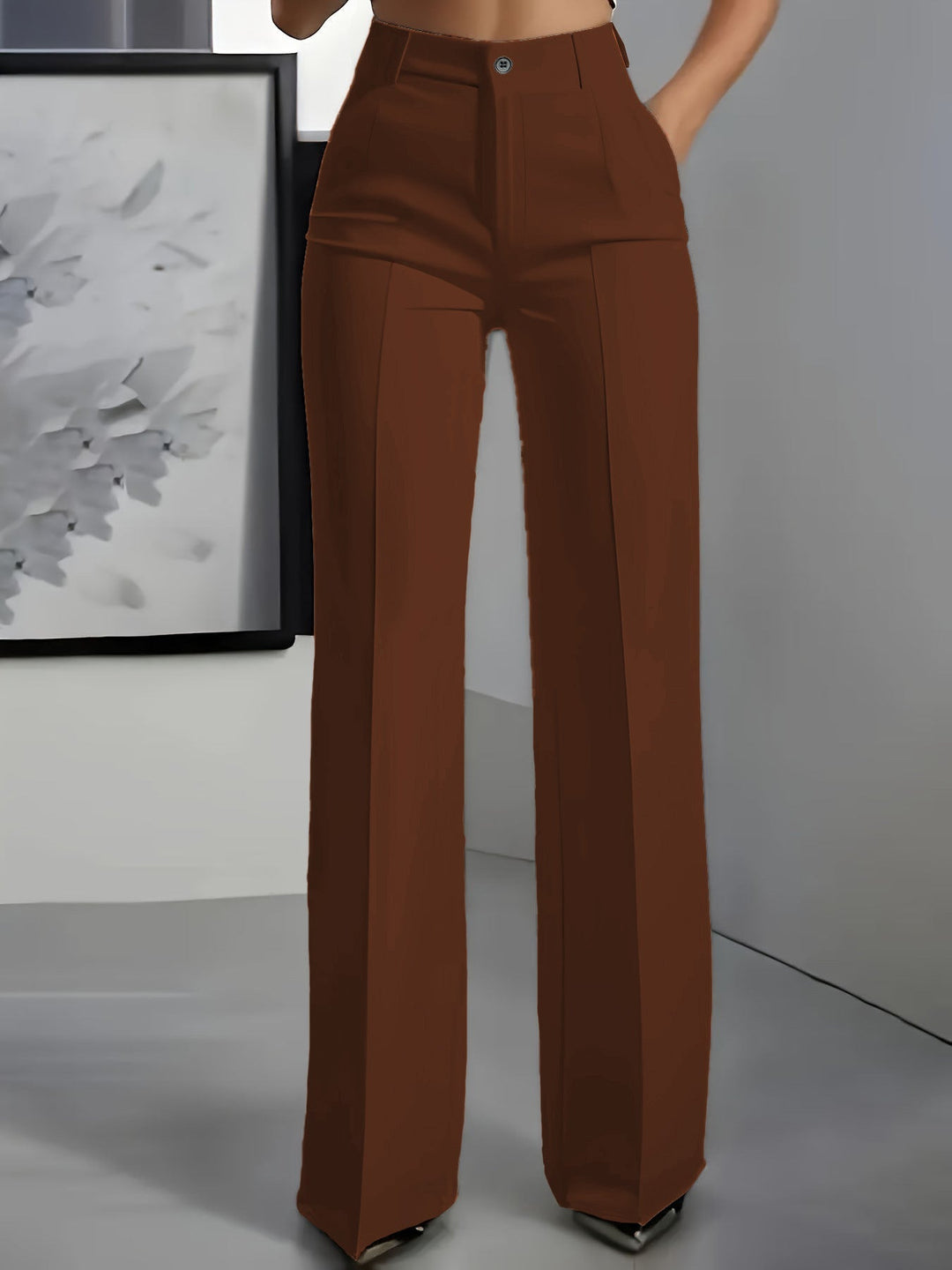 Pantalon Large Taille Haute Femme