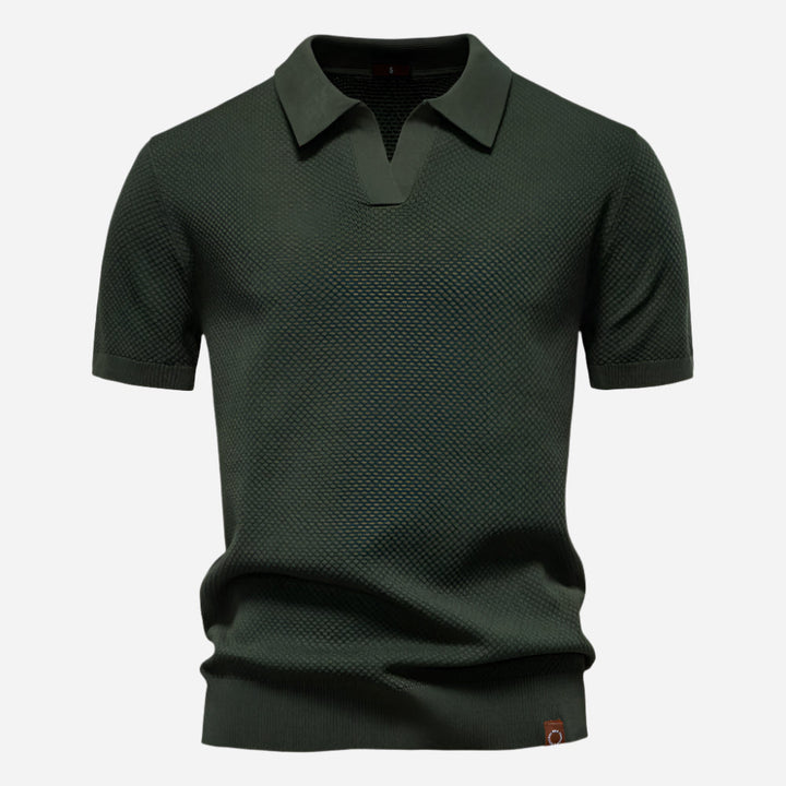 Polo Texturé à Col Ouvert Homme