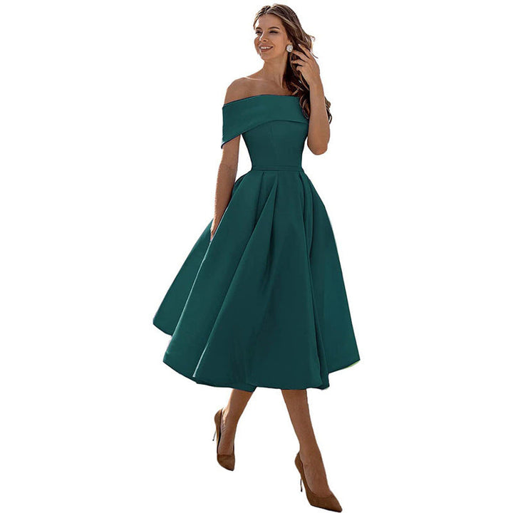 Robe Midi Élégante Épaules Dénudées Femme
