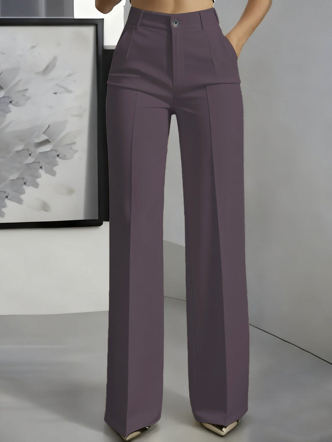 Pantalon Large Taille Haute Femme