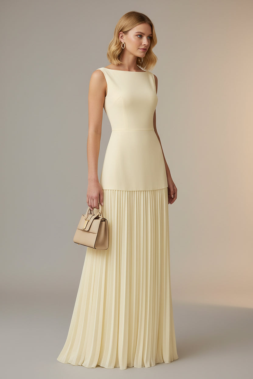 Robe Longue Plissée pour Invitée de Mariage Femme