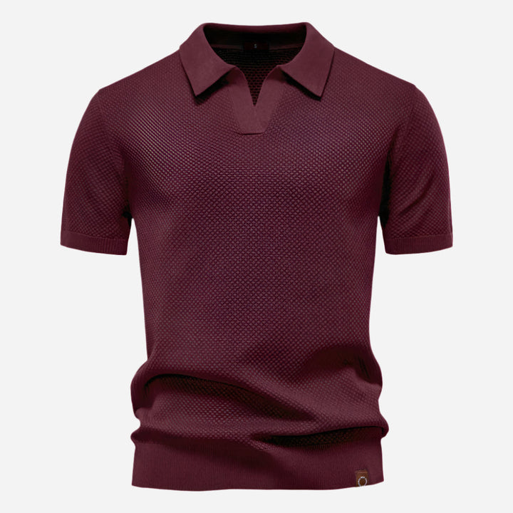 Polo Texturé à Col Ouvert Homme