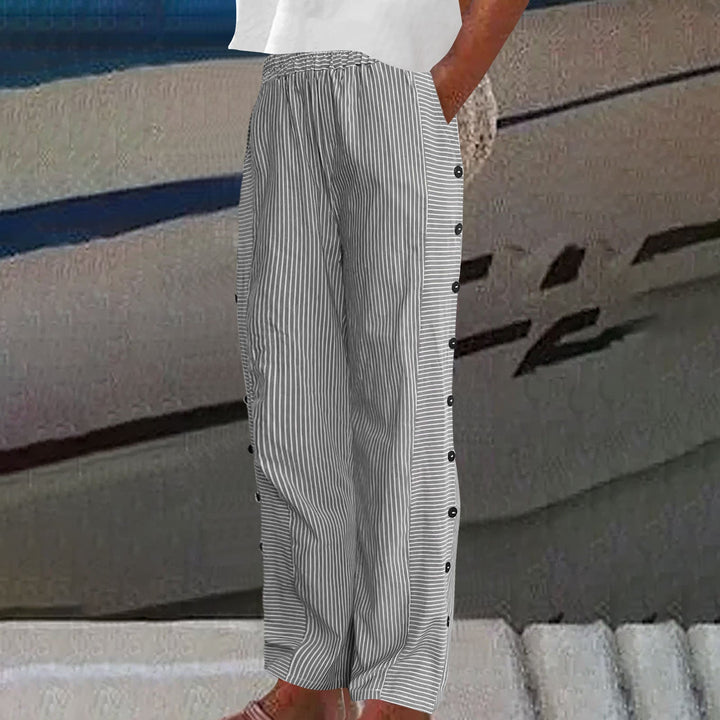 Pantalon Rayé Boutonné Femme
