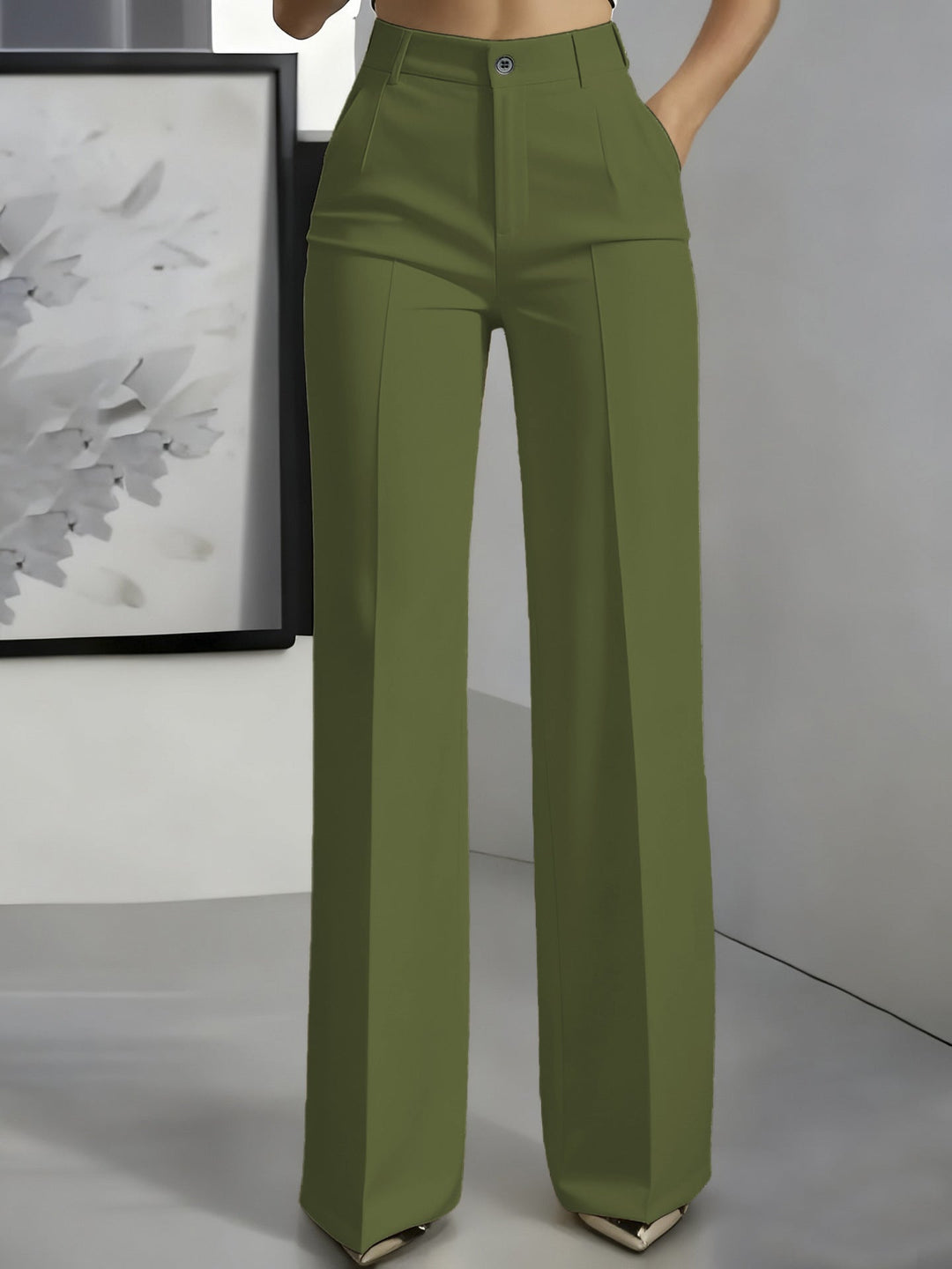 Pantalon Large Taille Haute Femme