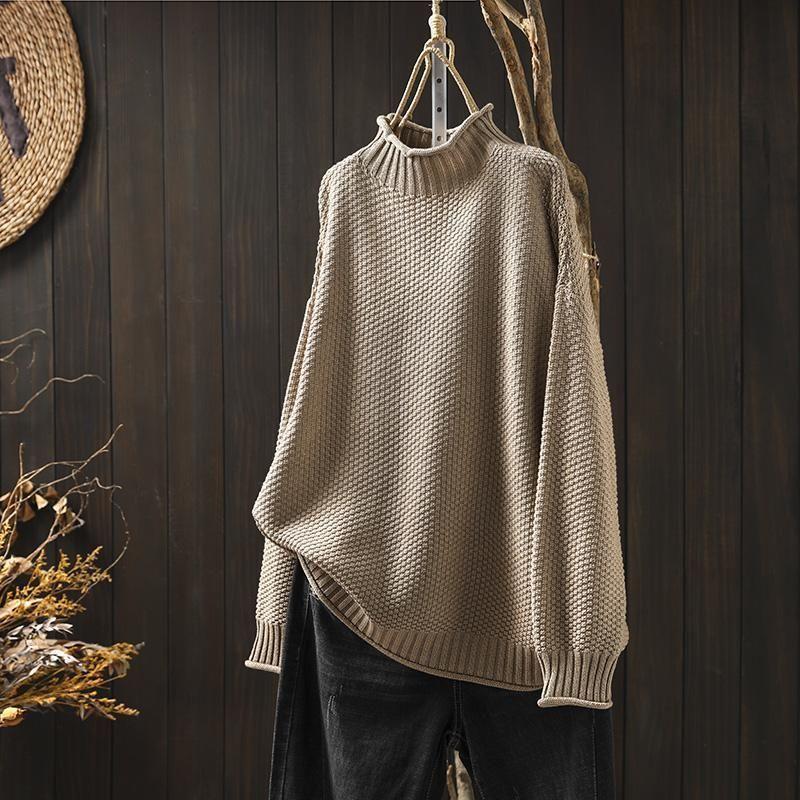 Pull Col Roulé en Maille Texturée Femme