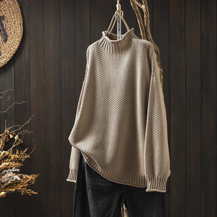 Pull Col Roulé en Maille Texturée Femme